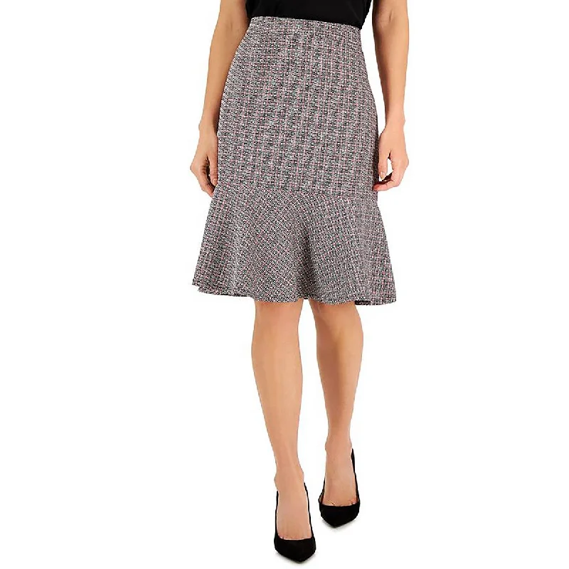 Kasper Womens Petites Tweed Flounce A-Line Skirt