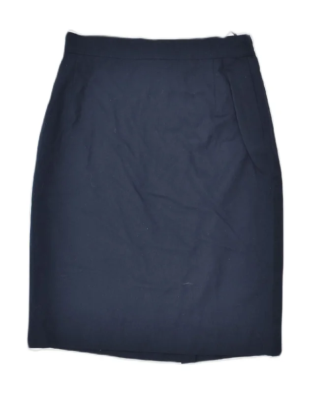 MARELLA Womens Pencil Skirt UK 14 Medium W28 Navy Blue Wool