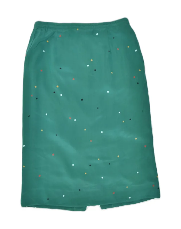 VINTAGE Womens Straight Skirt W28 Medium  Green Spotted