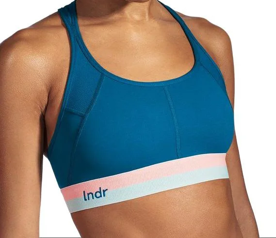 LNDR Women's Sailor Blue Workout Cropped Bra #AV917 NWT