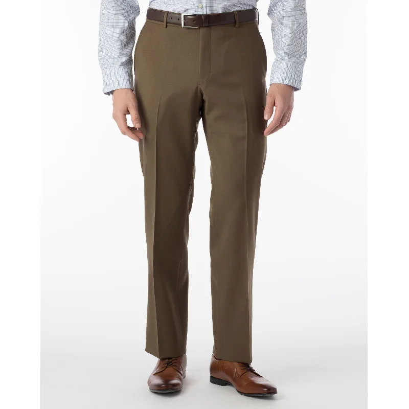 LONG FIT Super 120s Wool Gabardine Comfort-EZE Trouser in Saddle (Plain Front Model) by Ballin